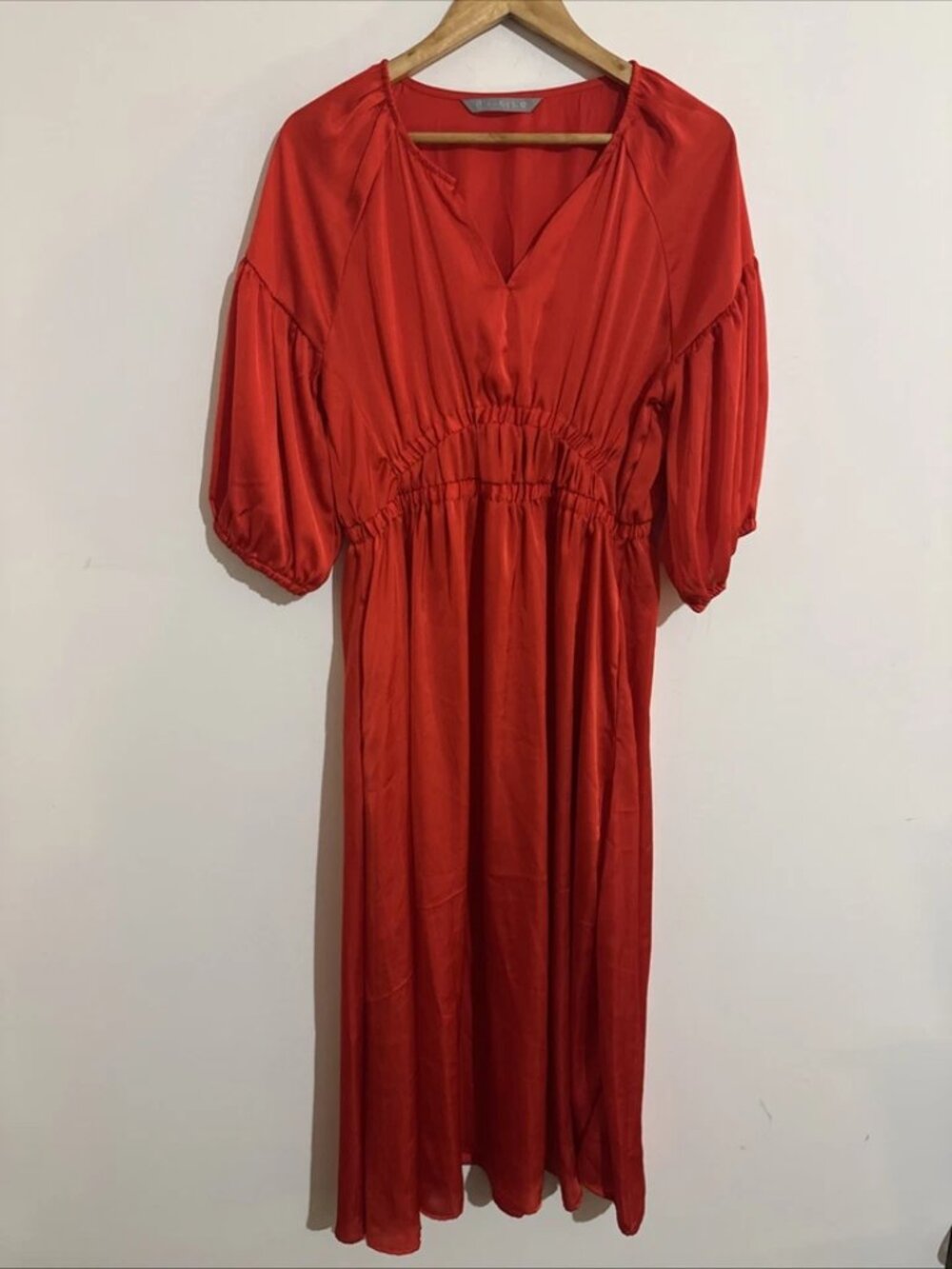 Katies Maxi Dress Womens Size 12 Red Short Sleeve V-Neck casual